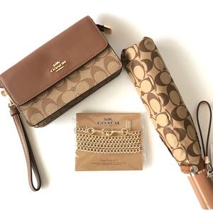 Coach Wallet (wristlet) + Chain Strap + Umbrella